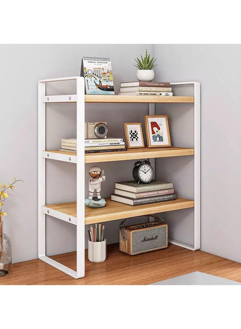 Desktop Organizer & Desk Storage Bookshelf Small Countertop Bookcase Multi-Functional Storage Rack for Home Office