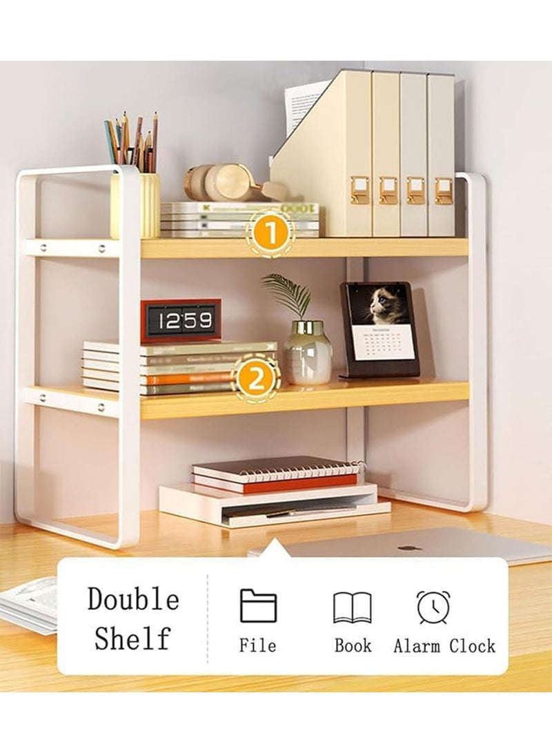 Desktop Organizer & Desk Storage Bookshelf Small Countertop Bookcase Multi-Functional Storage Rack for Home Office