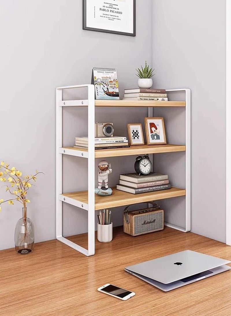 Desktop Organizer & Desk Storage Bookshelf Small Countertop Bookcase Multi-Functional Storage Rack for Home Office