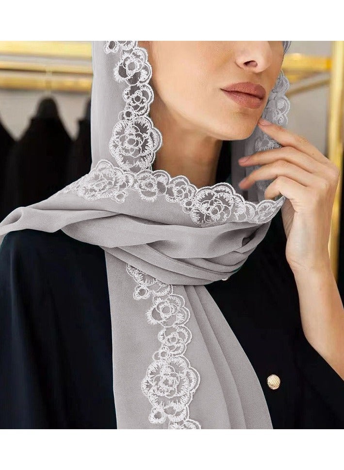 Ladies' Chiffon Lace Lace Dubai Headscarf Long Scarf Exotic Ethnic Headwear