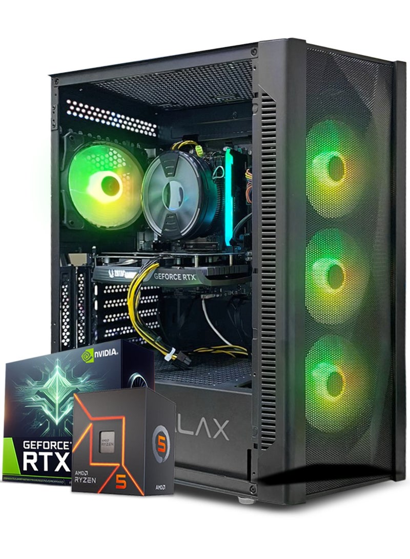 Gaming PC, AMD Ryzen 5-5500, RTX 4060, 16GB RAM, 1TB SSD, Air Cooler 120MM, 650 PSU , Window 11 Pro, Black Case