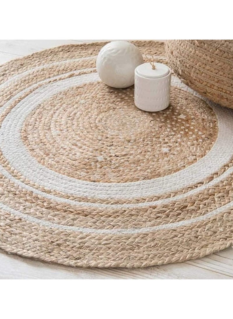 Rug Natural Jute Round Handmade Reversible Carpet Area Rug Door Mat Hand Braided Area Rug Floor Carpet