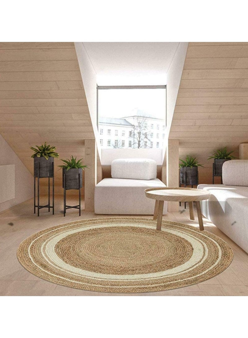 Rug Natural Jute Round Handmade Reversible Carpet Area Rug Door Mat Hand Braided Area Rug Floor Carpet