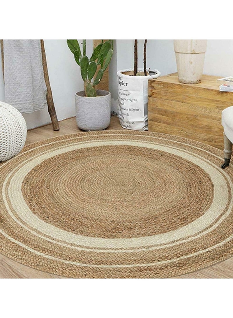 Rug Natural Jute Round Handmade Reversible Carpet Area Rug Door Mat Hand Braided Area Rug Floor Carpet