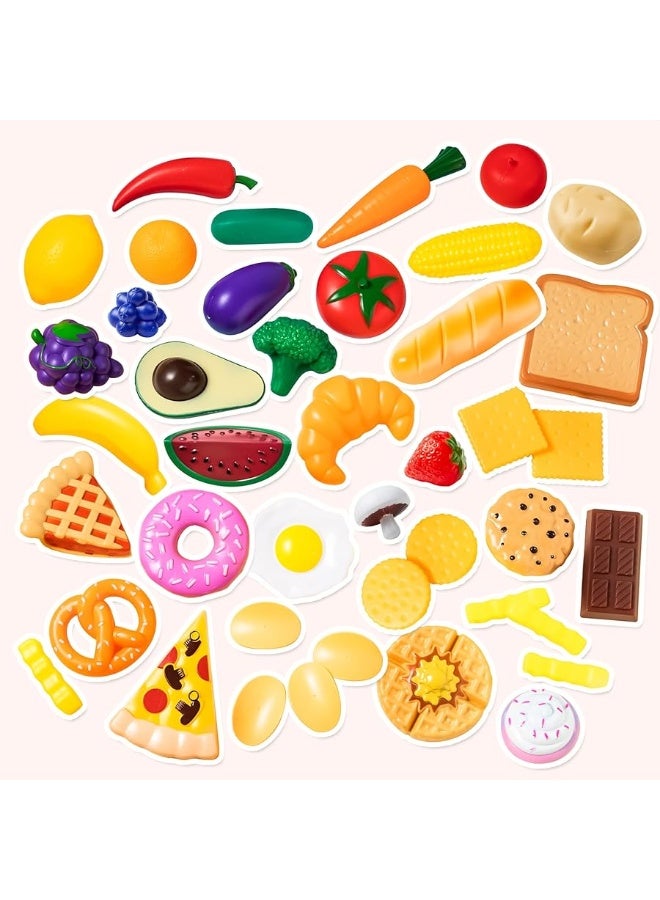 Joyin 50 Piece Set of Kitchen Toys, Dinnerware, Dummy Fruits, Vegetables, Plastic Accessories for Children Educational Learning Toy, Role Play Gift