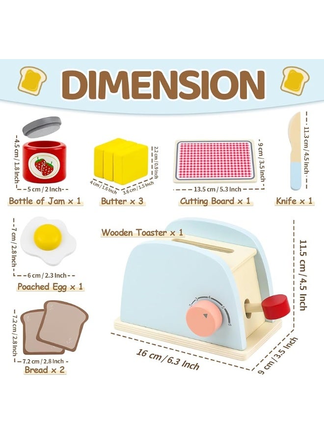 Airlab Play Kitchen Accessories Toddlers 1-3 Wooden Pop-up Toaster Toy Play Food Kids Age 1 2 3, Bread, Butter, Poached Egg Cutting Pretend Toys for 2-4 Year Old Toddlers Boys Girls