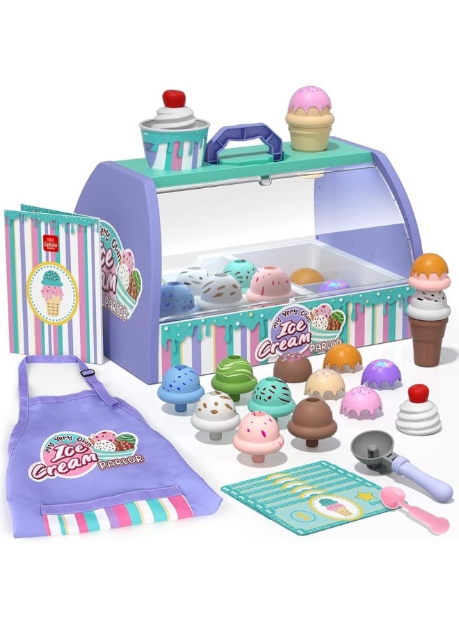 Lehoo Castle Ice Cream Toys for Toddlers 3-5, Toys for 3 4 Year Old Girls, Play Ice Cream Counter Shop Playset for Kids, Gift for Girls Boys 3 4 5 6 Year Old