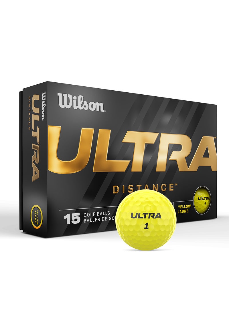 Ultra distancel Golf Balls, Pack of 15 Balls - White