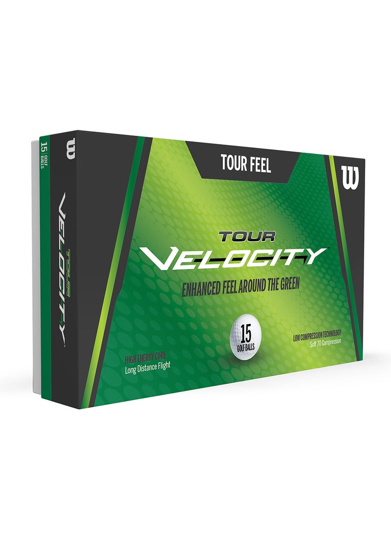 Tour Velocity Feel Golf Balls, Pack of 15 Balls - White