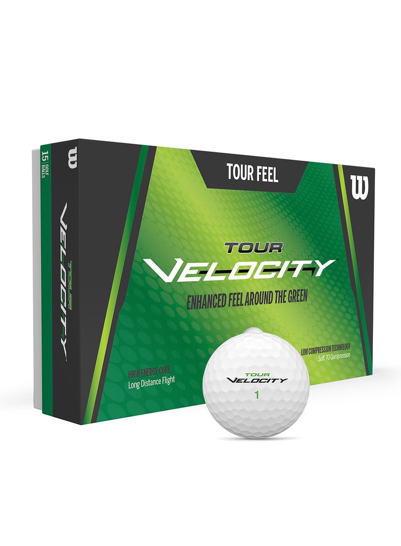 Tour Velocity Feel Golf Balls, Pack of 15 Balls - White