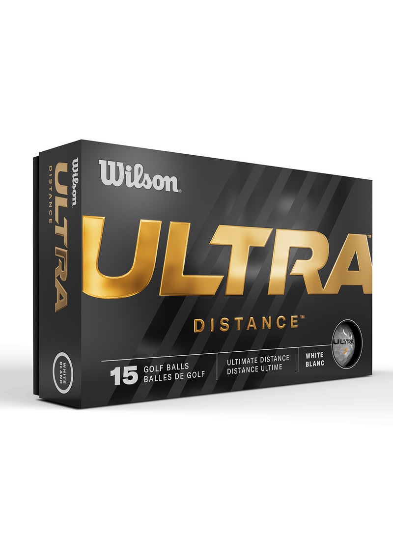 Staff Golf Balls, Ultra Distance, Pack of 15 Balls, White