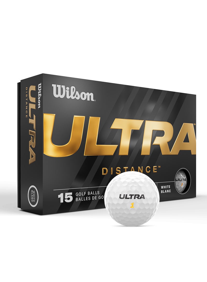 Staff Golf Balls, Ultra Distance, Pack of 15 Balls, White