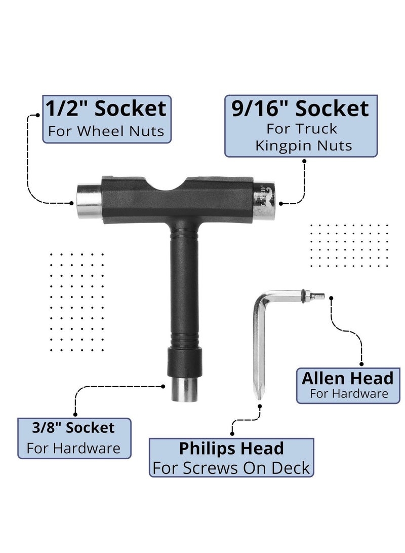 All-in-One Skateboard & Roller Skate Tool Kit - 2-Pack Y & T Tools for Skateboards and Longboards, Essential Maintenance Accessories