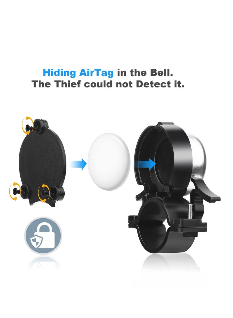 AirTag Bicycle Bell with Hidden Holder - Waterproof Anti-Theft Mount for Easy Installation on Bikes - Essential Bike Accessory