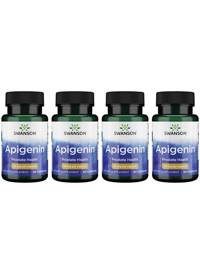 Apigenin Supplement, 50mg Capsules (90 Count), Helps Promote Sleep, Stress Relief & Overall Men's Health (Packaging May Vary) 4 Pack