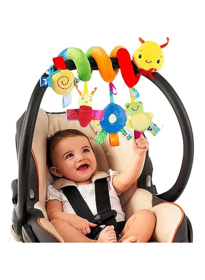 FPVERA Carseat Toys for Infants 0-6 Months Spiral Stroller Newborn Toys, Plush Hanging Baby Rattle Sensory Toys for Crib Mobile Bassinet for 0 3 6 9 12 Boys Girls Ideal Gifts