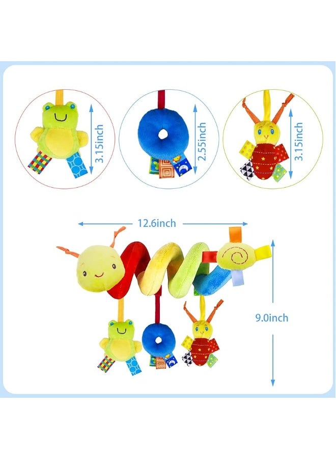 FPVERA Carseat Toys for Infants 0-6 Months Spiral Stroller Newborn Toys, Plush Hanging Baby Rattle Sensory Toys for Crib Mobile Bassinet for 0 3 6 9 12 Boys Girls Ideal Gifts