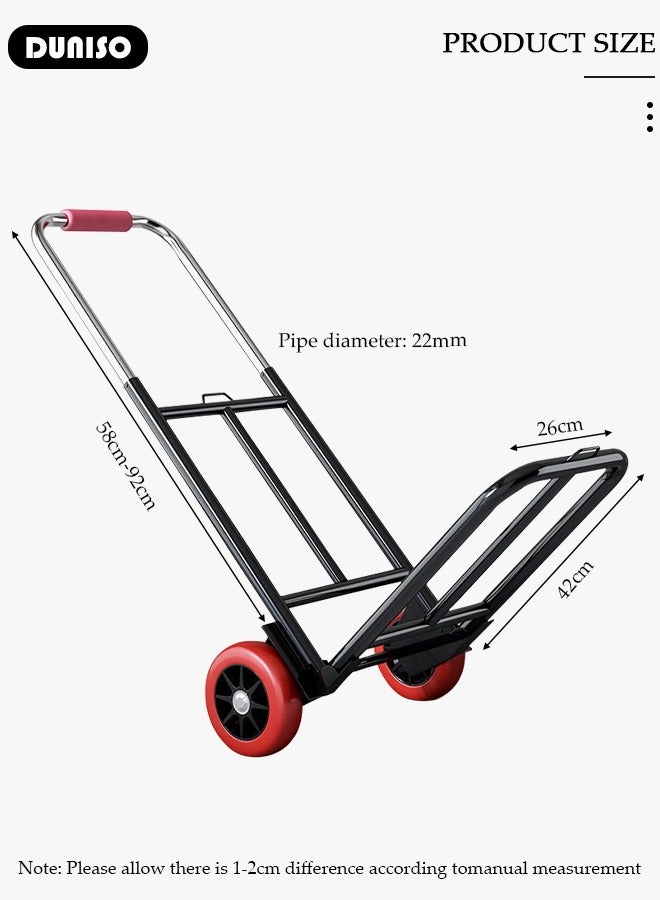 Folding Hand Truck , Moving Hand Truck with Wear-resistant Silent Wheel, Heavy Folding Hand Truck, Truck Cart with Retractable Handle and Toughened Steel Pipe, for Factory Warehouse, Moving Storage and More