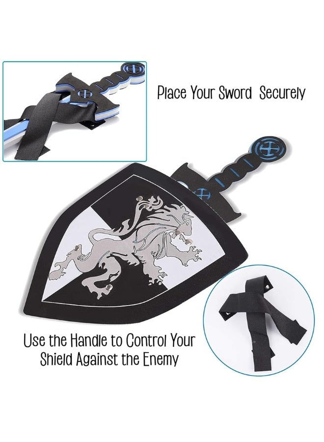 Liberty Imports 4 PCS Dual Foam Sword and Shield Combo Playset - Medieval Combat Warrior Weapons, Joust Dragon Knights Lightweight Set Costume Role Play Accessories for Kids, Boys, Girls