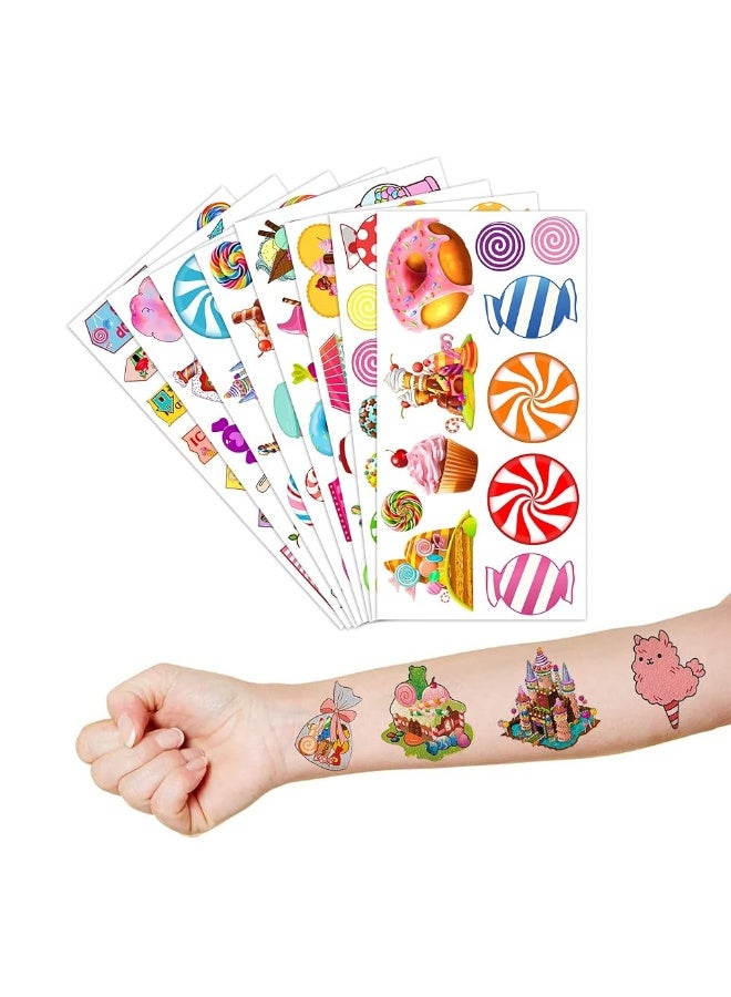 96 PCS Cute Candyland Candy Land Temporary Tattoos Theme Birthday Party Decorations Supplies Favors Decor Stickers Tattoo Gifts for Kids Girl Boys Games School Rewards Prizes Christmas Xmas Carnival