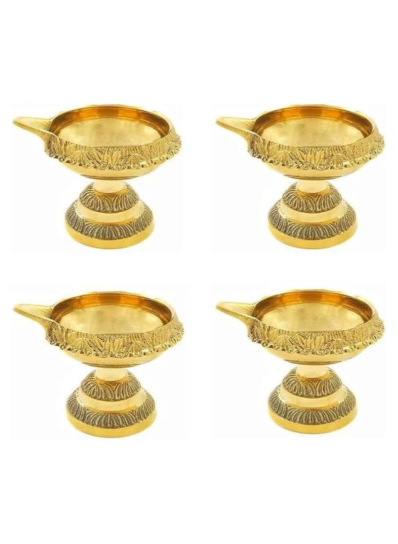 Pack of 4 brass Diya for Festival | Kuber Diya | Metal Diya | Brass Diya | Deepak | Diwali Gift | Diya for Gift | Oil Lamp