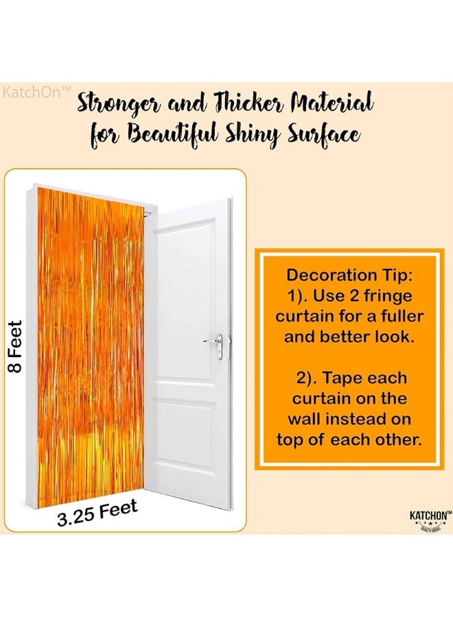 KatchOn, XtraLarge Orange Fringe Backdrop Curtain - 3.2x8 Feet, Pack of 2 Orange Backdrop | Orange Streamers for Basketball Party Decorations | Orange Party Decorations, Orange Birthday Decorations