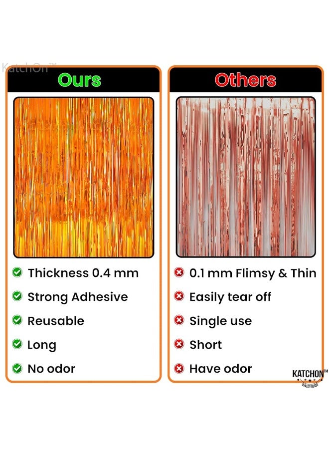 KatchOn, XtraLarge Orange Fringe Backdrop Curtain - 3.2x8 Feet, Pack of 2 Orange Backdrop | Orange Streamers for Basketball Party Decorations | Orange Party Decorations, Orange Birthday Decorations