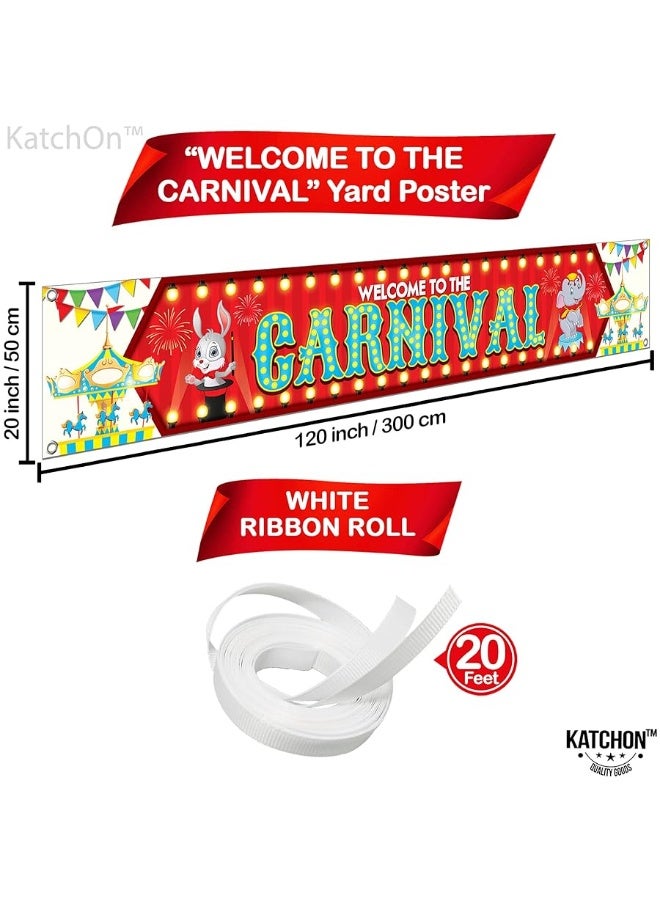 KatchOn, XtraLarge Welcome To The Carnival Banner - 120x20 Inch | Carnival Theme Party Decorations | Circus Theme Party Decorations | Carnival Decorations for Event Outdoor | Circus Party Decorations