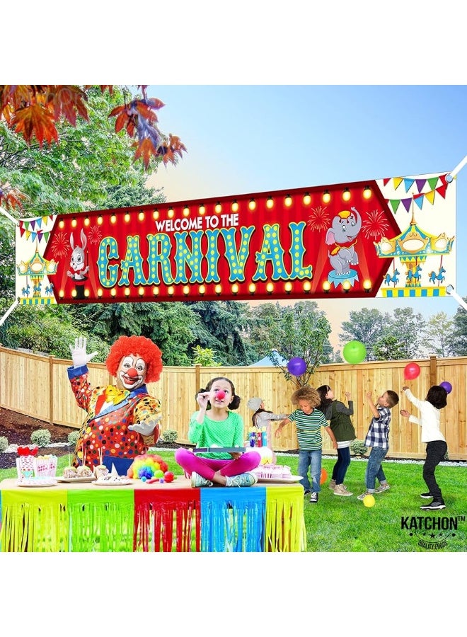 KatchOn, XtraLarge Welcome To The Carnival Banner - 120x20 Inch | Carnival Theme Party Decorations | Circus Theme Party Decorations | Carnival Decorations for Event Outdoor | Circus Party Decorations