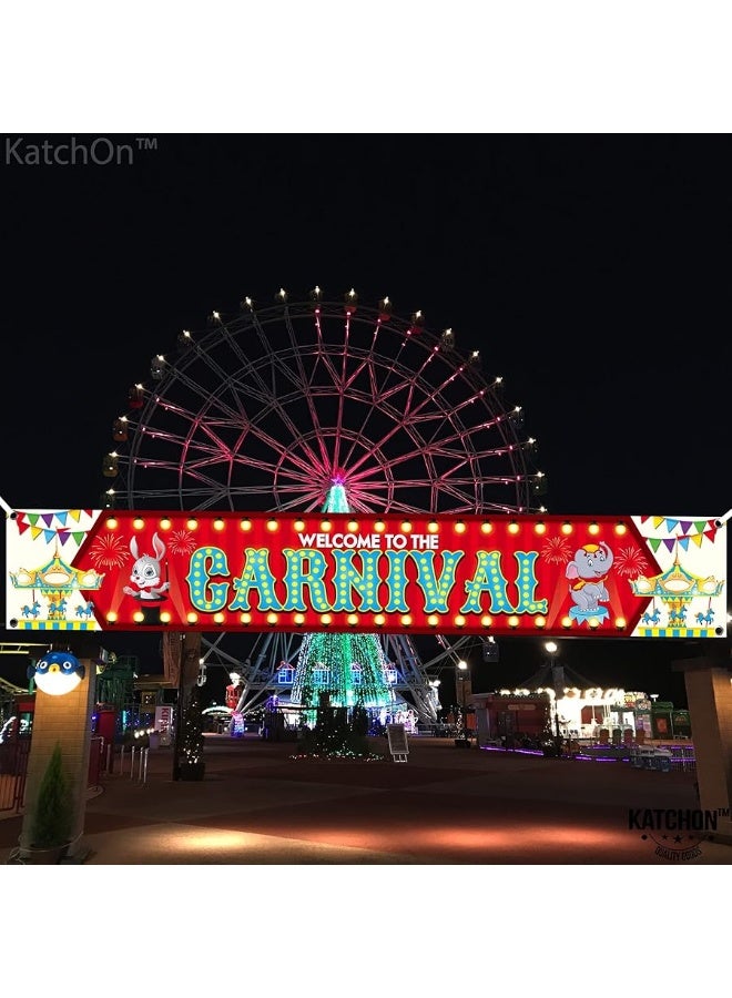 KatchOn, XtraLarge Welcome To The Carnival Banner - 120x20 Inch | Carnival Theme Party Decorations | Circus Theme Party Decorations | Carnival Decorations for Event Outdoor | Circus Party Decorations