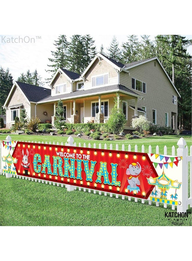 KatchOn, XtraLarge Welcome To The Carnival Banner - 120x20 Inch | Carnival Theme Party Decorations | Circus Theme Party Decorations | Carnival Decorations for Event Outdoor | Circus Party Decorations