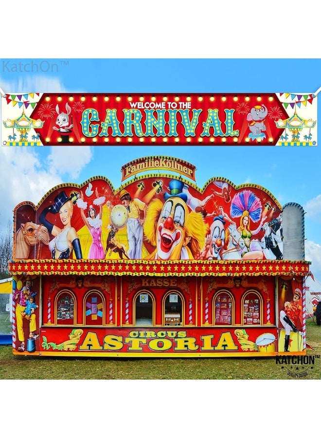 KatchOn, XtraLarge Welcome To The Carnival Banner - 120x20 Inch | Carnival Theme Party Decorations | Circus Theme Party Decorations | Carnival Decorations for Event Outdoor | Circus Party Decorations