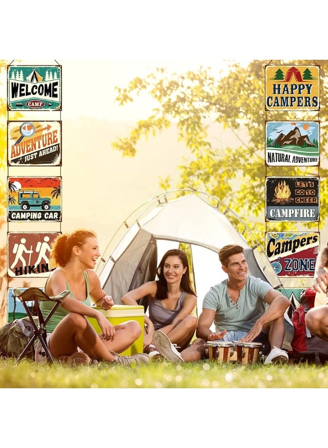 Boao Camping Party Decorations Camping Banner Camping Birthday Party Supplies Camping Themed Party Decorations Paper Cutouts with 2 Ropes and Glue Point Dots