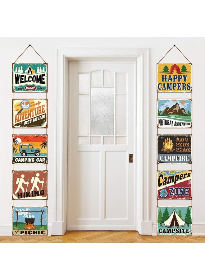 Boao Camping Party Decorations Camping Banner Camping Birthday Party Supplies Camping Themed Party Decorations Paper Cutouts with 2 Ropes and Glue Point Dots
