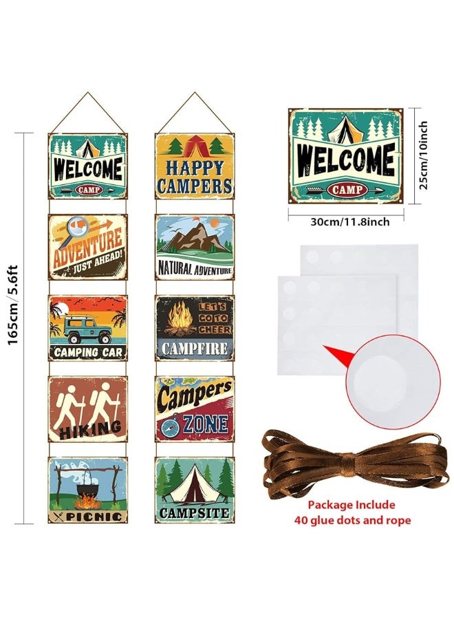 Boao Camping Party Decorations Camping Banner Camping Birthday Party Supplies Camping Themed Party Decorations Paper Cutouts with 2 Ropes and Glue Point Dots