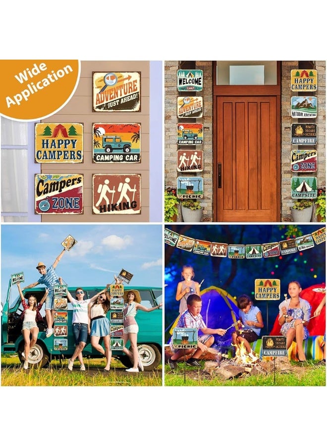 Boao Camping Party Decorations Camping Banner Camping Birthday Party Supplies Camping Themed Party Decorations Paper Cutouts with 2 Ropes and Glue Point Dots
