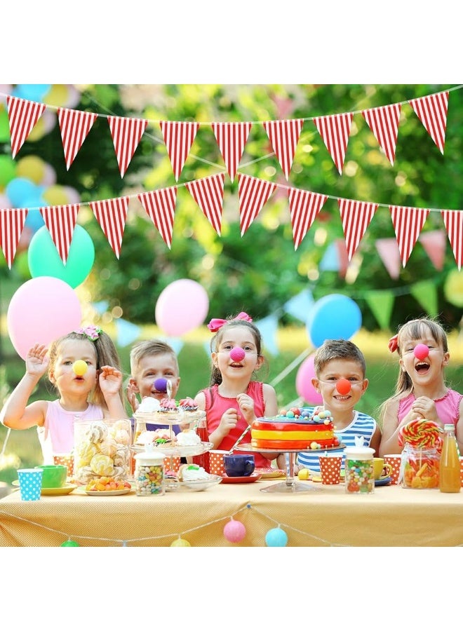 5 Packs Carnival Circus Party Decorations Supplies, Circus Carnival Bunting Banner, Red and White Pennant Banner Triangle Bunting Flag for Carnival Birthday Party, 7.4 x 10.8 Inch