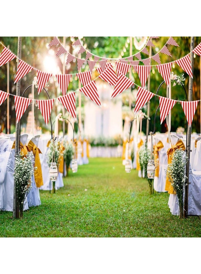 5 Packs Carnival Circus Party Decorations Supplies, Circus Carnival Bunting Banner, Red and White Pennant Banner Triangle Bunting Flag for Carnival Birthday Party, 7.4 x 10.8 Inch