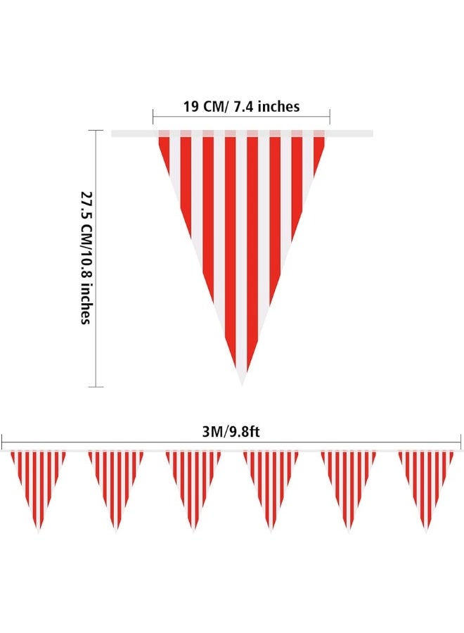 5 Packs Carnival Circus Party Decorations Supplies, Circus Carnival Bunting Banner, Red and White Pennant Banner Triangle Bunting Flag for Carnival Birthday Party, 7.4 x 10.8 Inch