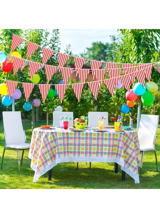 5 Packs Carnival Circus Party Decorations Supplies, Circus Carnival Bunting Banner, Red and White Pennant Banner Triangle Bunting Flag for Carnival Birthday Party, 7.4 x 10.8 Inch