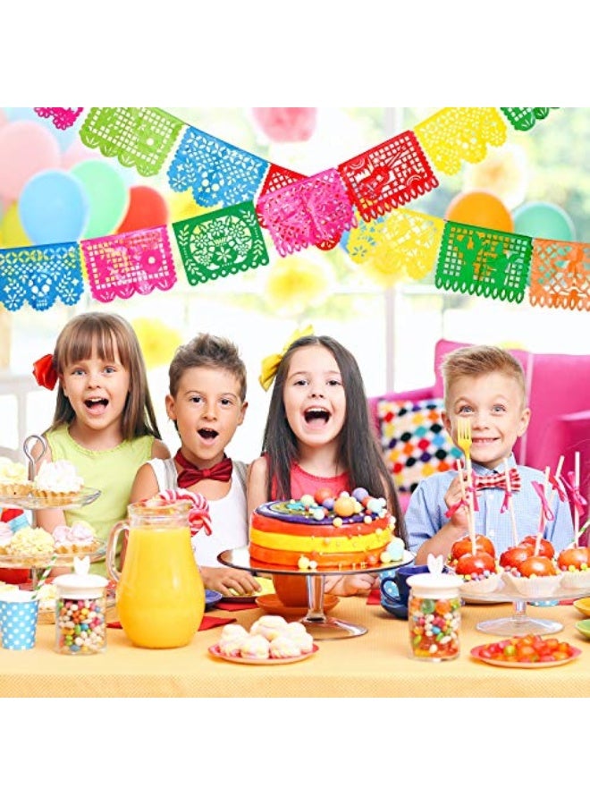 4 Packs Mexican Party Banner 60 Feet Fiesta Banner Plastic Papel Picado Banner Cinco de Mayo Dia De Los Muertos Decor Day of the Dead Decorations Mexican Fiesta Themed Party Decorations Supplies