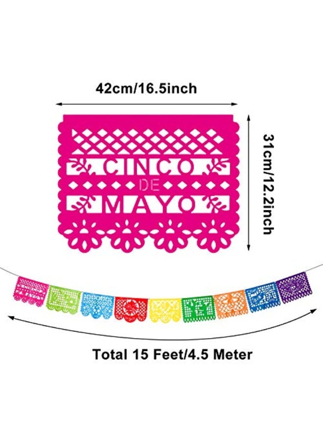 4 Packs Mexican Party Banner 60 Feet Fiesta Banner Plastic Papel Picado Banner Cinco de Mayo Dia De Los Muertos Decor Day of the Dead Decorations Mexican Fiesta Themed Party Decorations Supplies