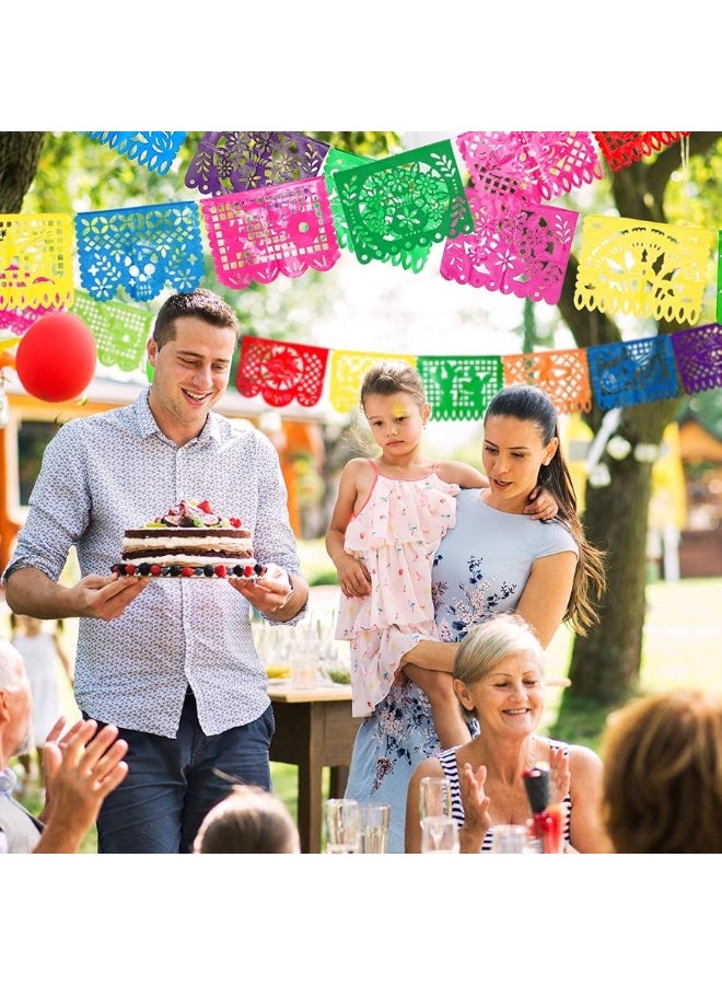4 Packs Mexican Party Banner 60 Feet Fiesta Banner Plastic Papel Picado Banner Cinco de Mayo Dia De Los Muertos Decor Day of the Dead Decorations Mexican Fiesta Themed Party Decorations Supplies