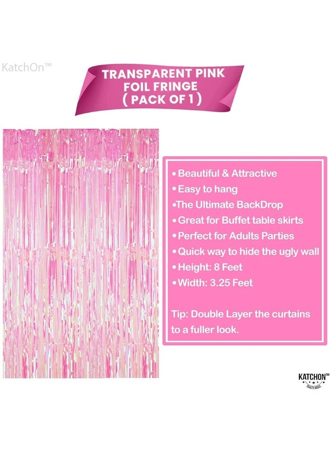 KatchOn, XtraLarge Pink Iridescent Fringe Curtain - 3.2x8 Feet | Iridescent Backdrop for Iridescent Party Decorations | Pink Birthday Decorations | Pink Fringe Backdrop for Pink Party Decorations