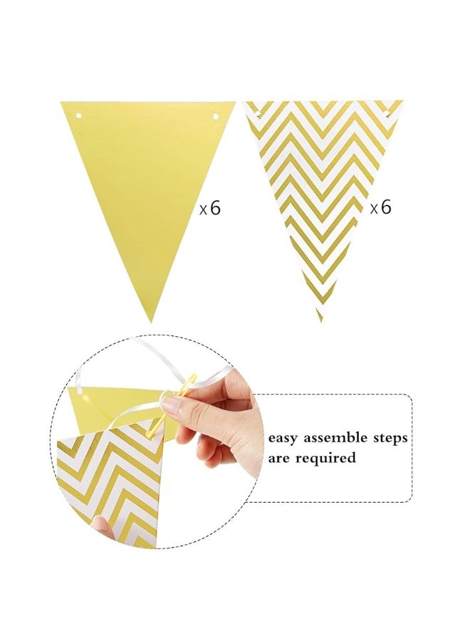 Boao 2 Pieces 2024 Gold Congratulations Graduation Banner Triangle Flag Banner Vintage Glitter Congratulations Banner Pennant for Wedding Baby Shower Ceremony Retirement Party Supplies
