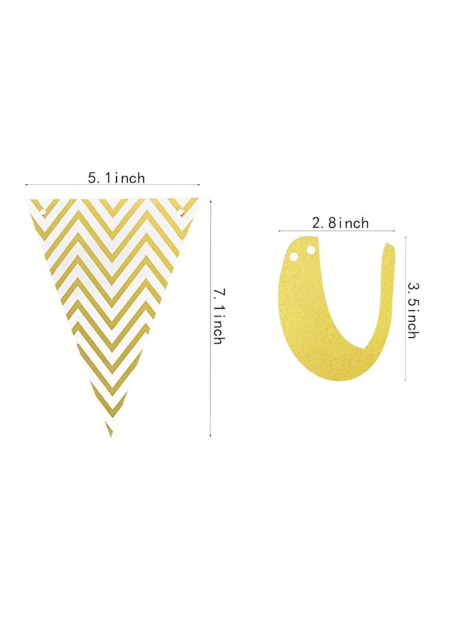 Boao 2 Pieces 2024 Gold Congratulations Graduation Banner Triangle Flag Banner Vintage Glitter Congratulations Banner Pennant for Wedding Baby Shower Ceremony Retirement Party Supplies
