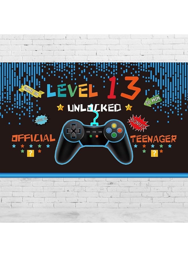Video Game Birthday Decorations 8 9 10 11 12 13 14th Birthday Decorations for Boys Gaming Theme Photo Props Backdrop Banner Teenager Birthday Decoration (Level 13)