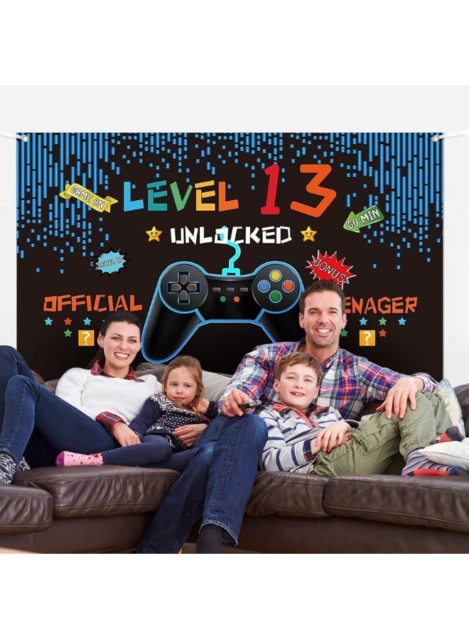 Video Game Birthday Decorations 8 9 10 11 12 13 14th Birthday Decorations for Boys Gaming Theme Photo Props Backdrop Banner Teenager Birthday Decoration (Level 13)