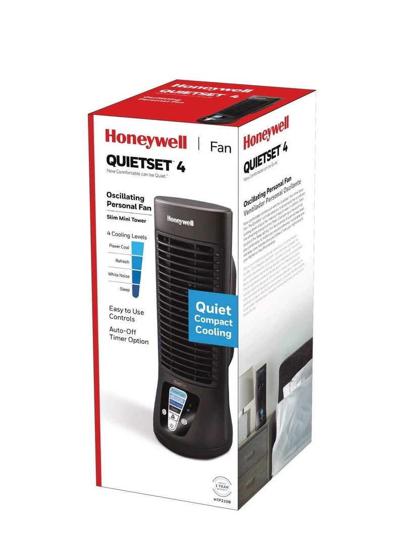 QuietSet Personal Table Fan – Oscillating Personal Fan with Quiet Operation and 4 Levels of Power and Sound HTF210B Black