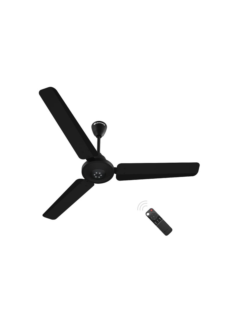 atomberg Efficio Azor 1200mm | BLDC Motor 5 Star Rated Classic Ceiling Fans with Remote Control | High Air Delivery Fan with LED Indicators | Upto 65% Energy Saving (Midnight Black)